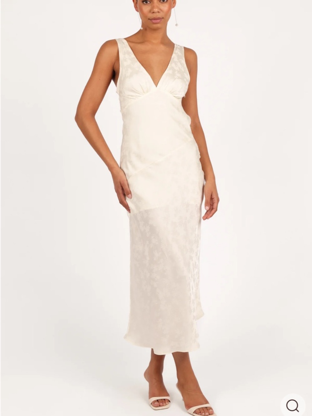 Showpo Cream Satin Midi Dress